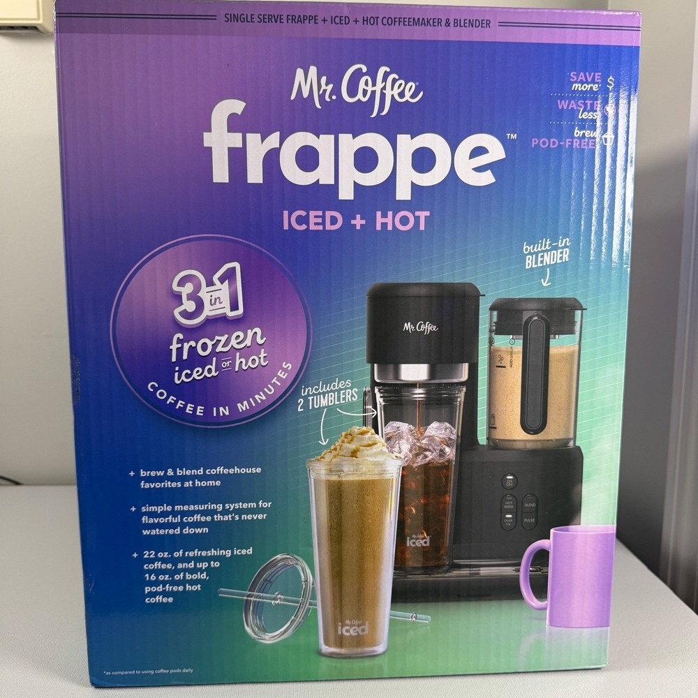 SEALED Mr. Coffee Frappe 3-in-1 Iced and Hot Coffee Maker with Built-in Blender